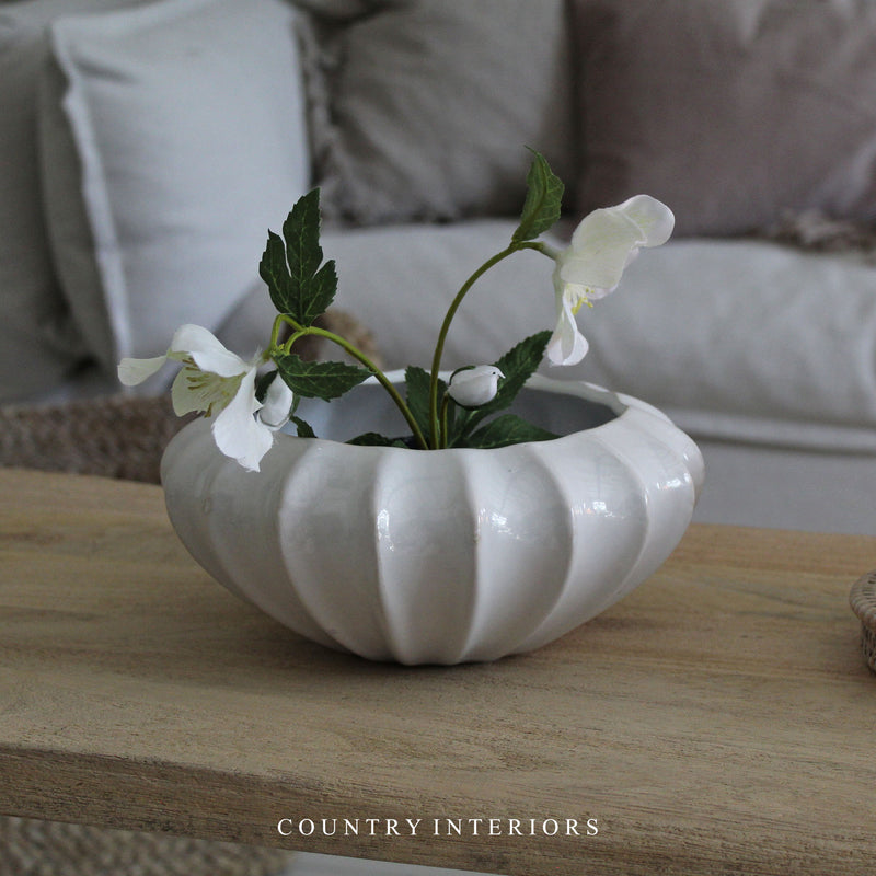 Blythe Stoneware Planter Off White