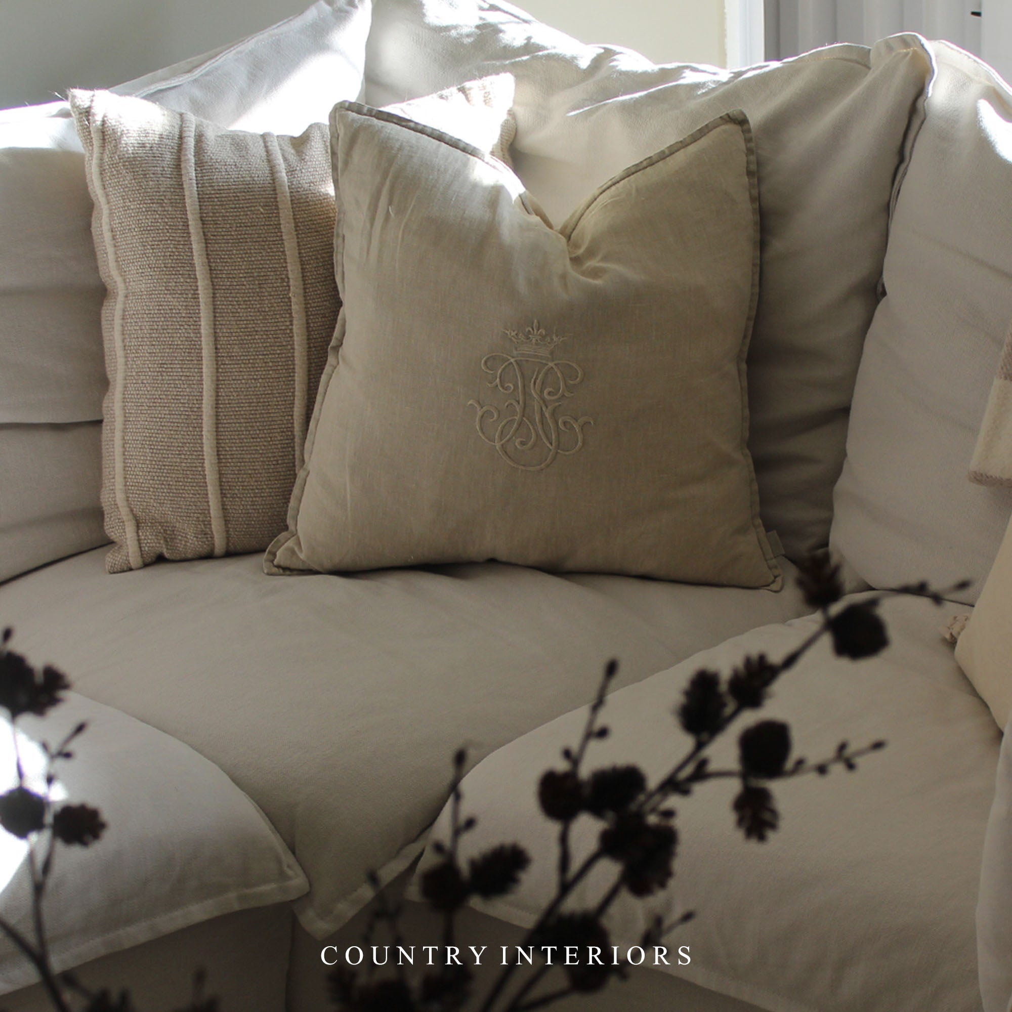 Crown Cushion in Ecru - 50x50cm