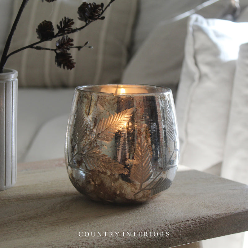 Gold Leaf Glass Candle Holder