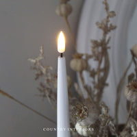 LED Tapered Dinner Candles in White - Set of Two