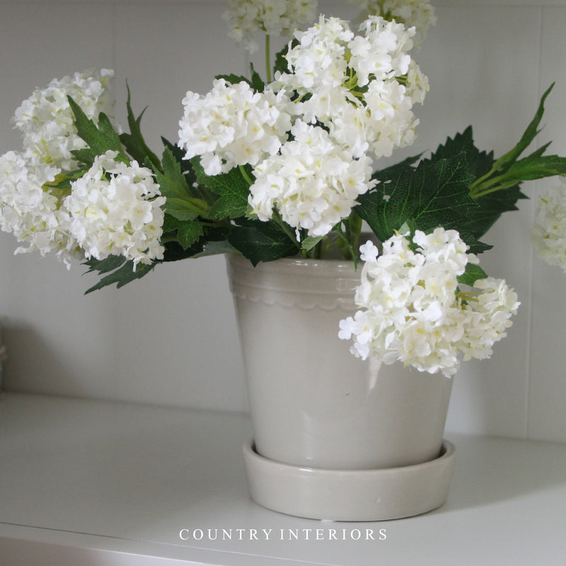 Faux Snowball Viburnum Spray in Cream - 34cm