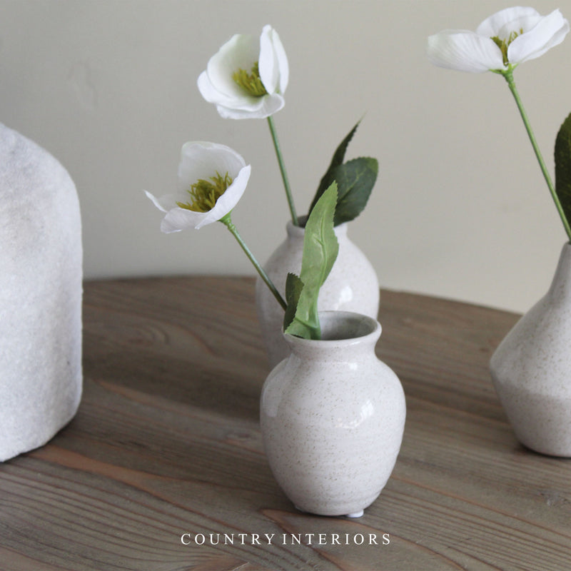 Faux Hellebore Spray in White - 62cm