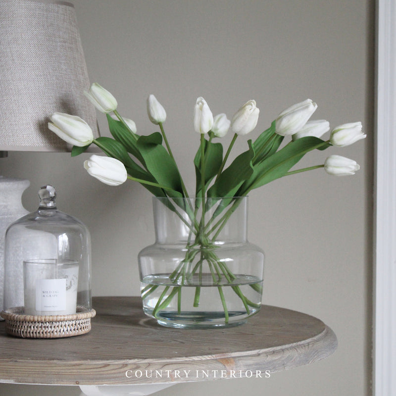 Set of Three White Tulip Stems - 30cm