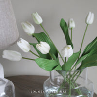 Set of Three White Tulip Stems - 30cm