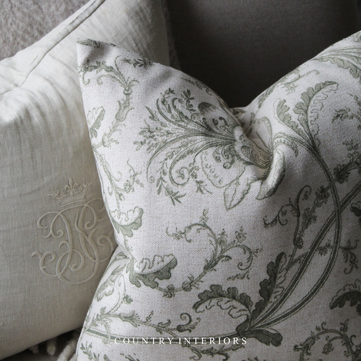 Green Floral Cushion - 50x50cm