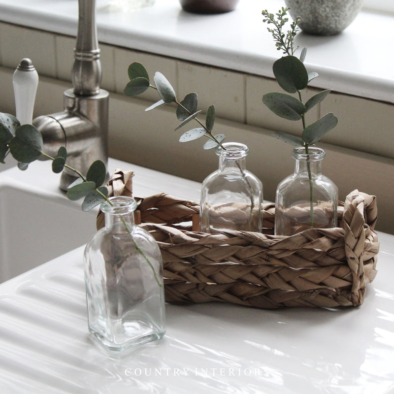Basket with Three Glass Vases