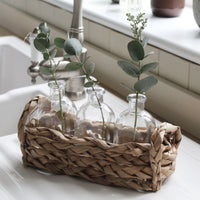 Basket with Three Glass Vases