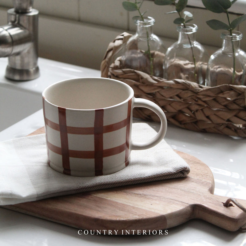 Gingham Check Mug - Burnt Orange