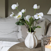 Faux Hellebore Spray in White - 62cm