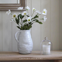 Faux Hellebore Spray in White - 62cm