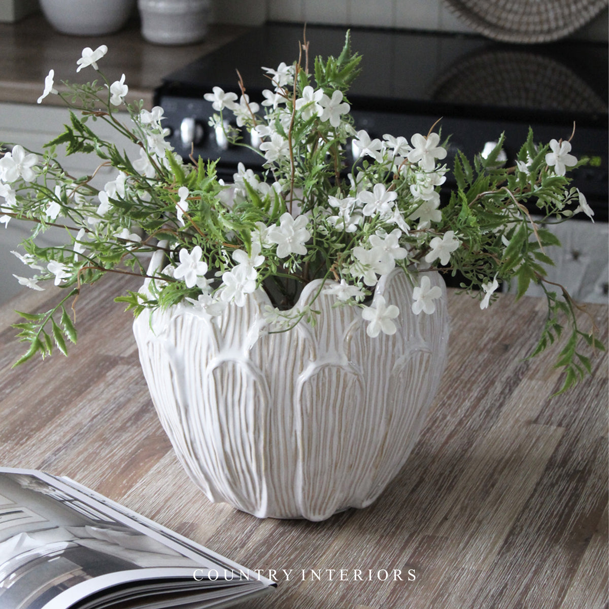 Oversized Petal Vase in Beige