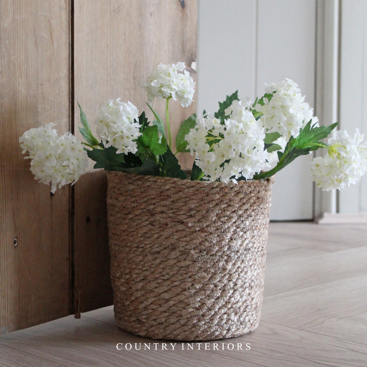 Faux Snowball Viburnum Spray in Cream - 34cm