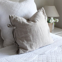 Linen Cushion with Ties Feather Inner