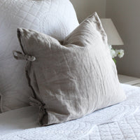 Linen Cushion with Ties Feather Inner