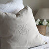 Embroidered Crown Cushion in Ecru Feather Inner