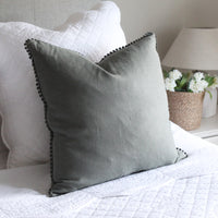 Lace Edge Green Cushion Feather Inner