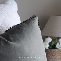 Lace Edge Green Cushion Feather Inner
