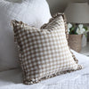 Natural Gingham Ruffle Cushion Feather Inner