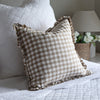 Natural Gingham Ruffle Cushion Feather Inner