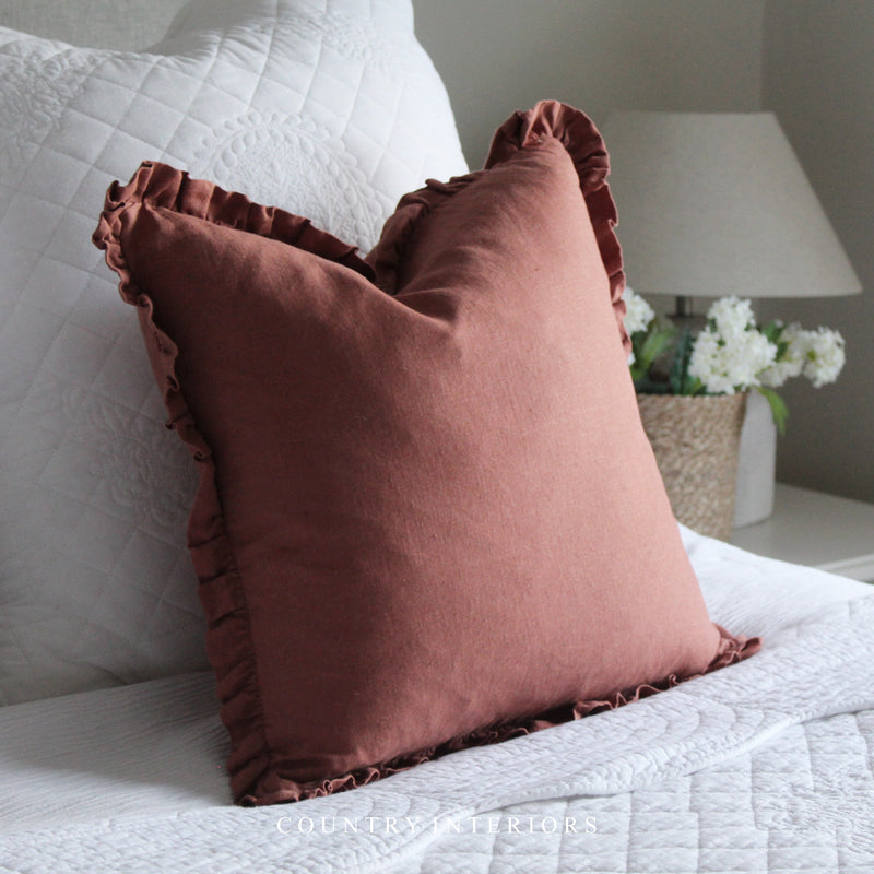 Copper Ruffle Cushion Feather Inner