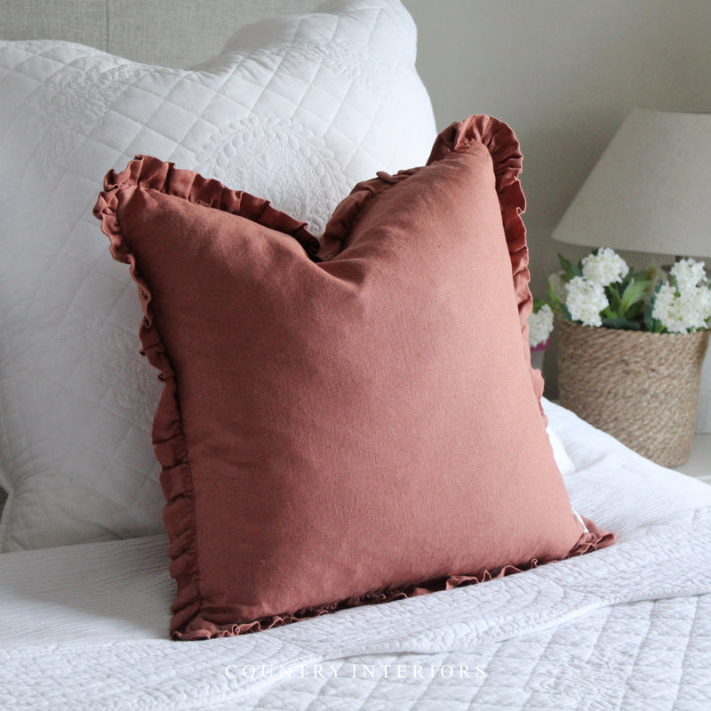 Copper Ruffle Cushion Feather Inner