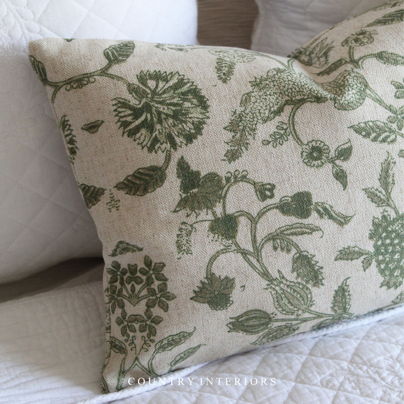 Rectangular Country Floral Cushion Feather Inner