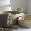Cream Round Basket with Handles - Three Sizes