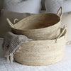 Cream Round Basket with Handles - Three Sizes