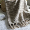 Cream Throw with Stripes and Tassels