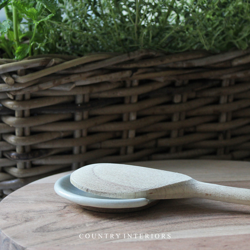 Stoneware Spoon Rest in Milk White