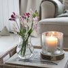 Stripe Glass Candle Holder with Wooden Base - Two Sizes