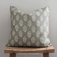 Green Floral Cushion Feather Inner