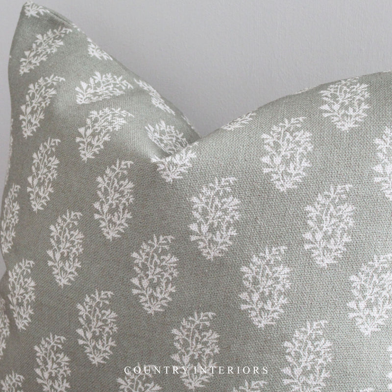 Green Floral Cushion Feather Inner