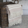 Pure Wool Throw in Beige with White Stripe - 130x180cm