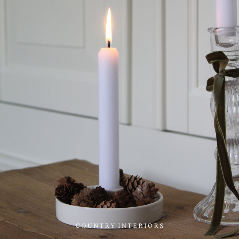 Ceramic Candle Holder in White
