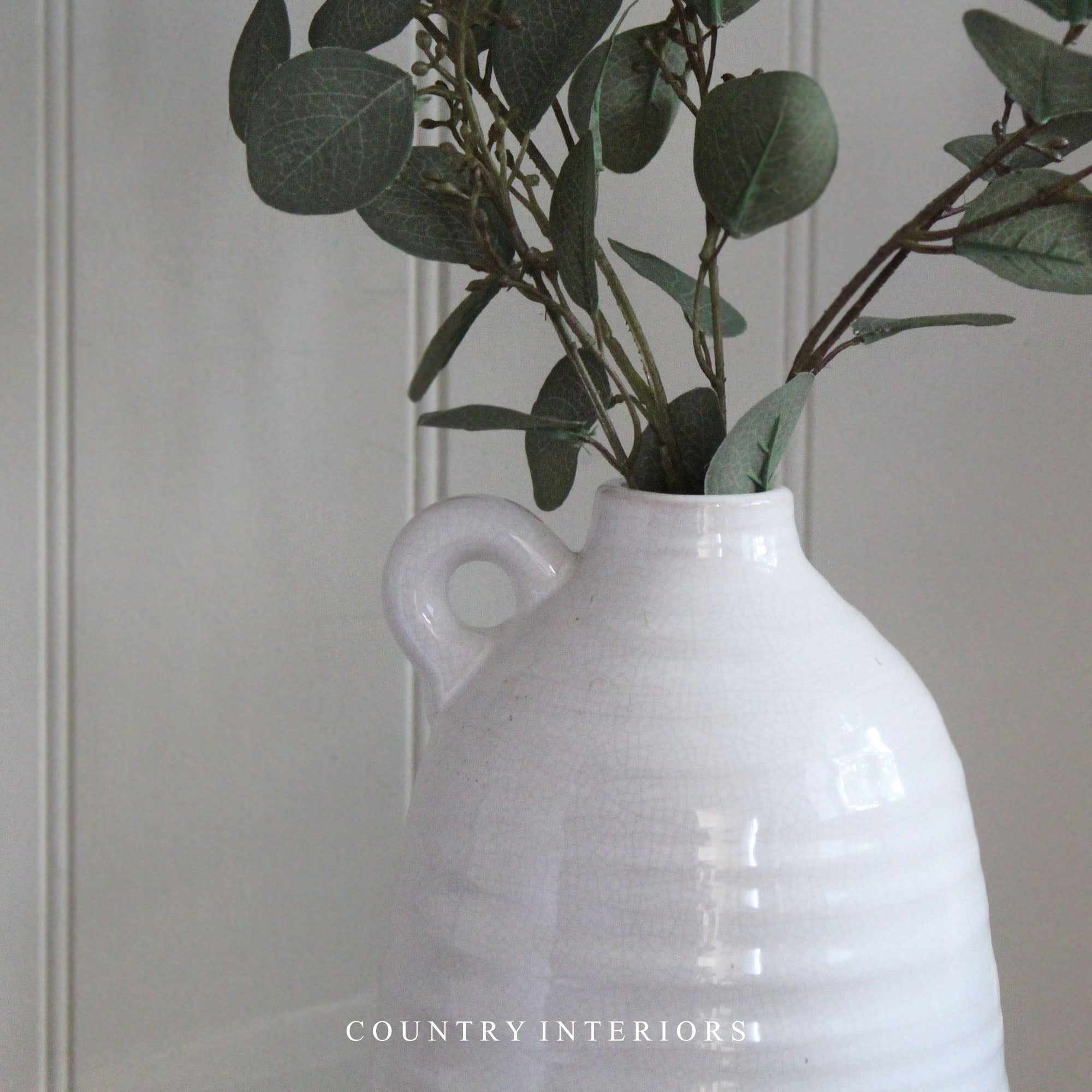 Grey and White Ceramic Vessel - 28cm – Country Interiors