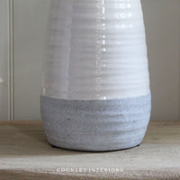 Grey and White Ceramic Vessel - 28cm
