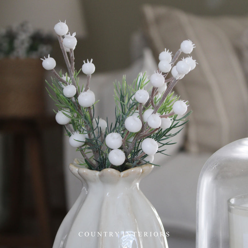 Mini White Berry Spray - 20cm