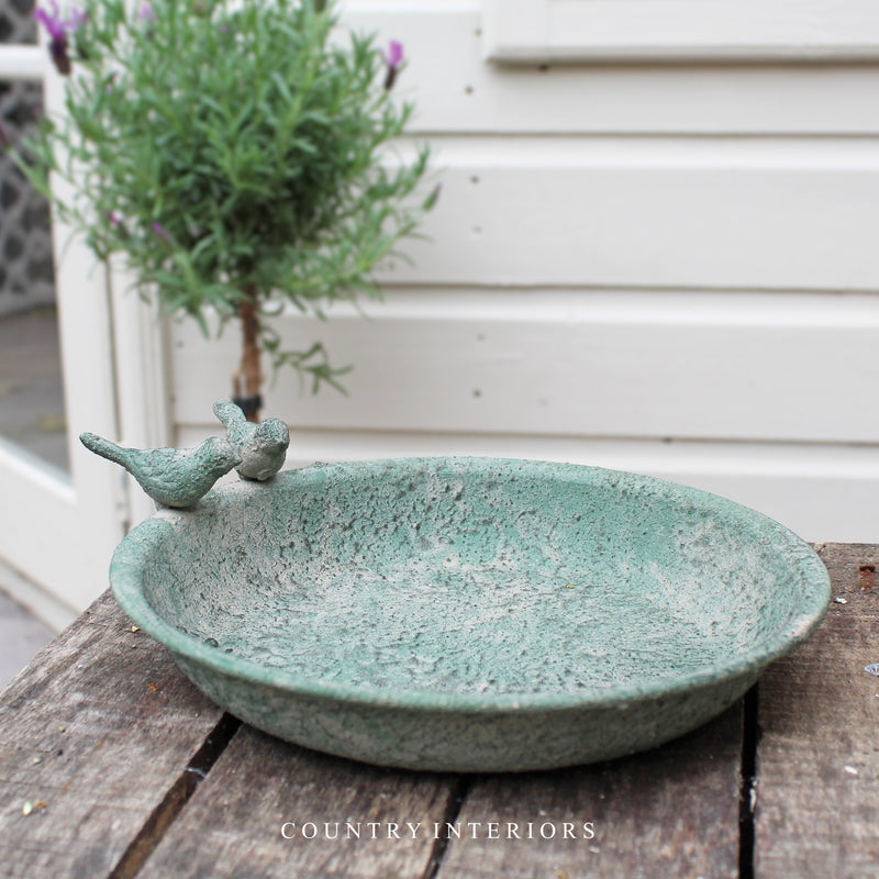 Antique Green Bird Feed / Water Dish