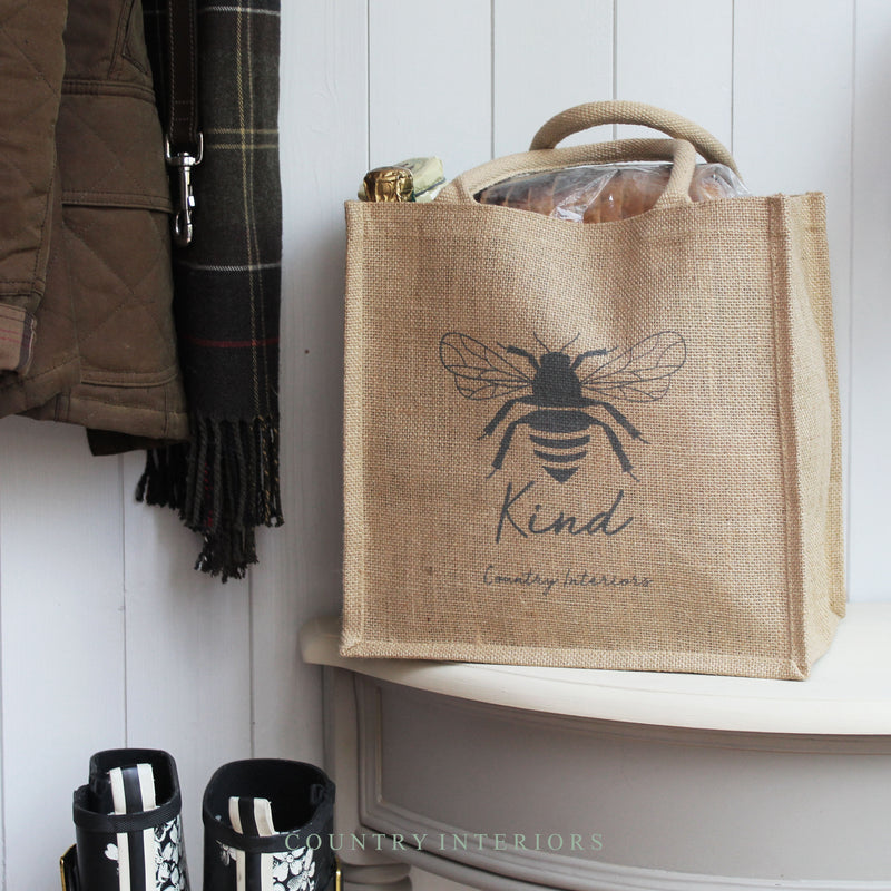 Jute bag, bumblebee design, shopper bag, shopping bag, eco friendly, plastic free, stylish jute bag