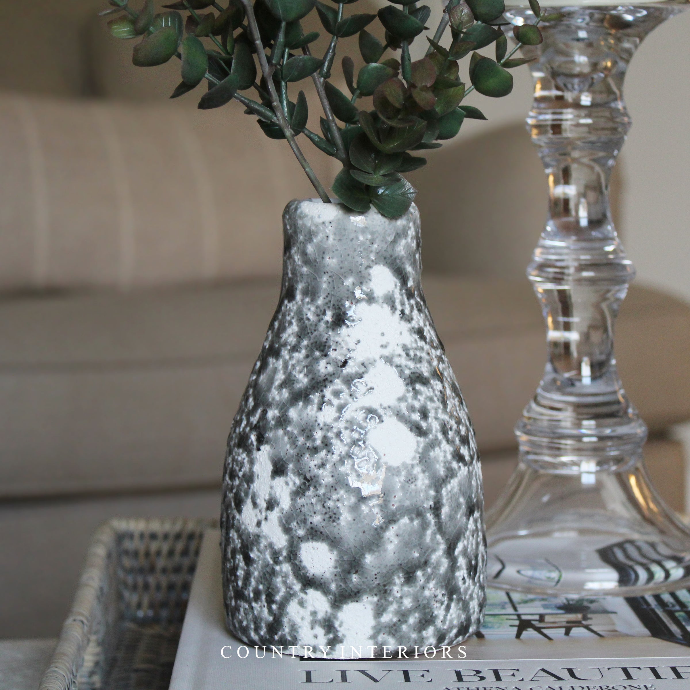 Dark Grey Terracotta Vase - 16cm