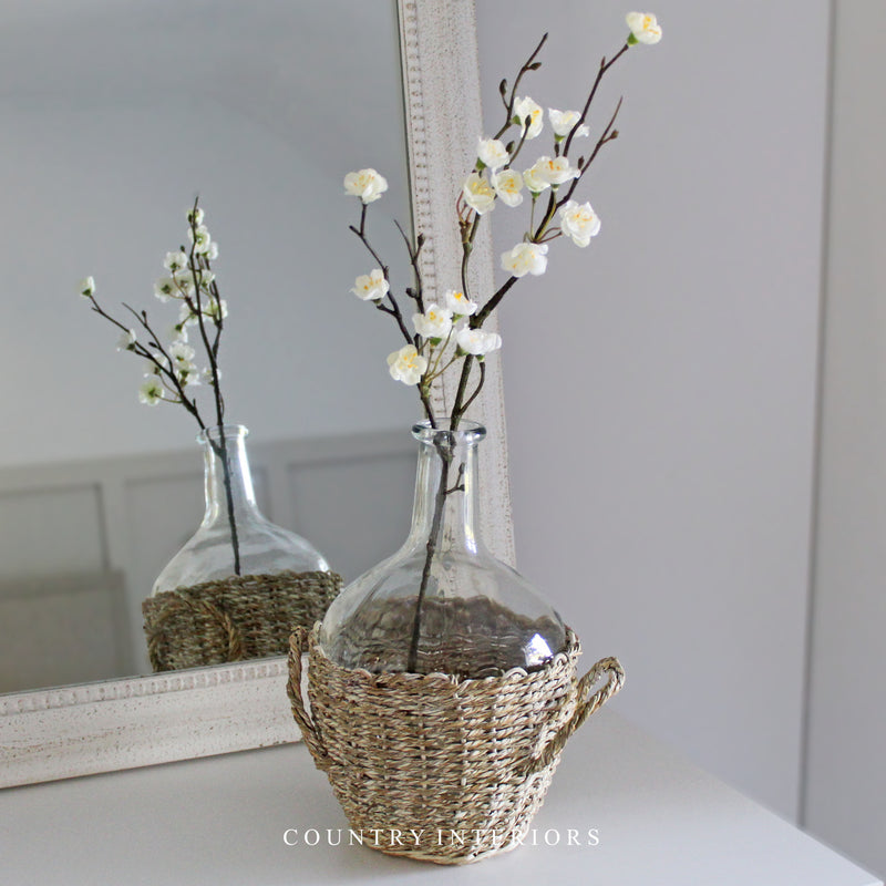 Glass Vase in Seagrass Basket