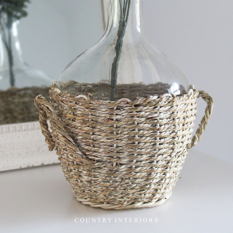 Glass Vase in Seagrass Basket