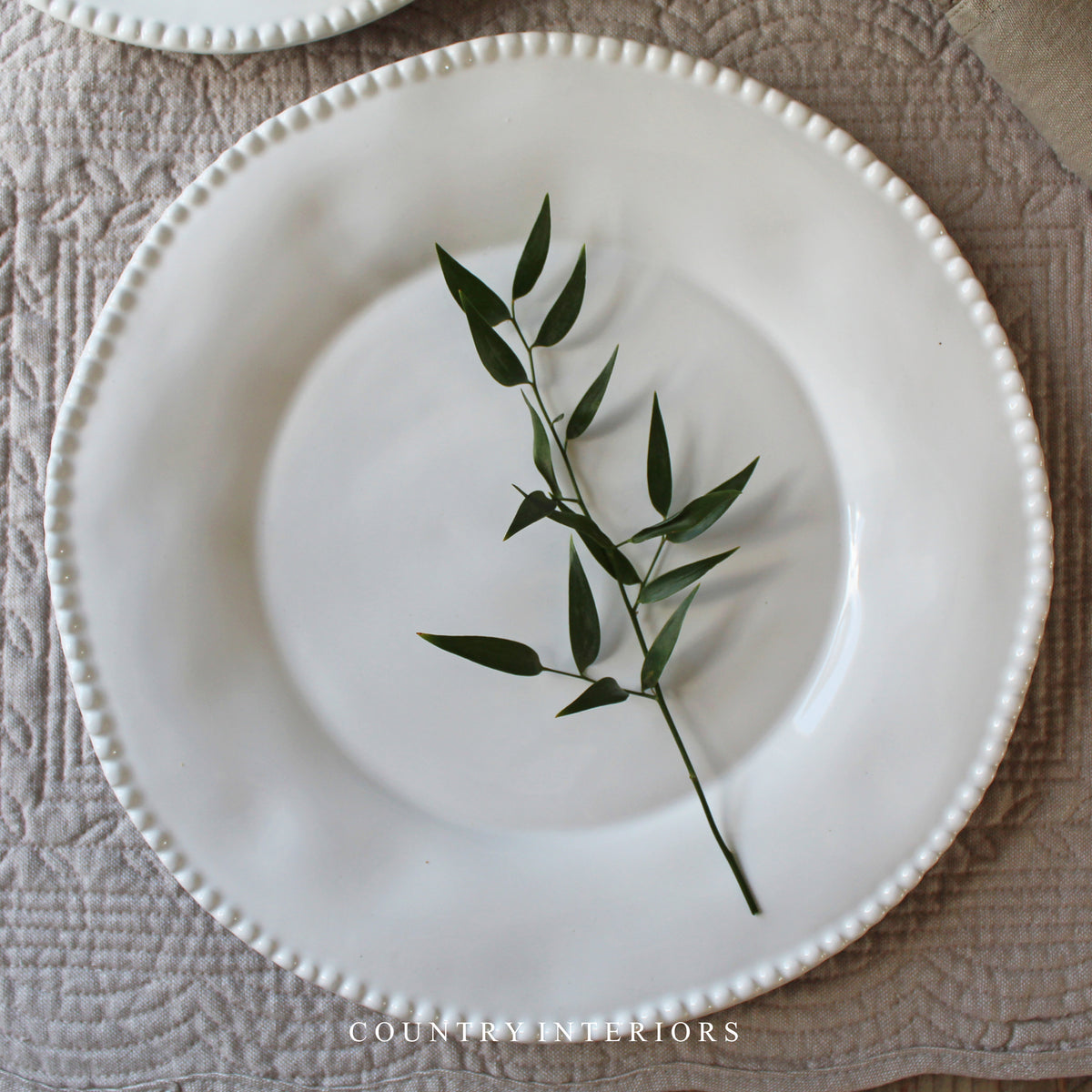 White Beaded Plate - Two Sizes