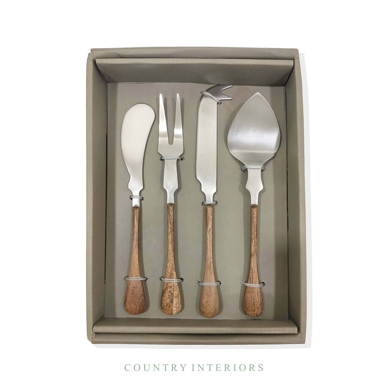 Acacia Wood Cheese Knives Four-Piece Set