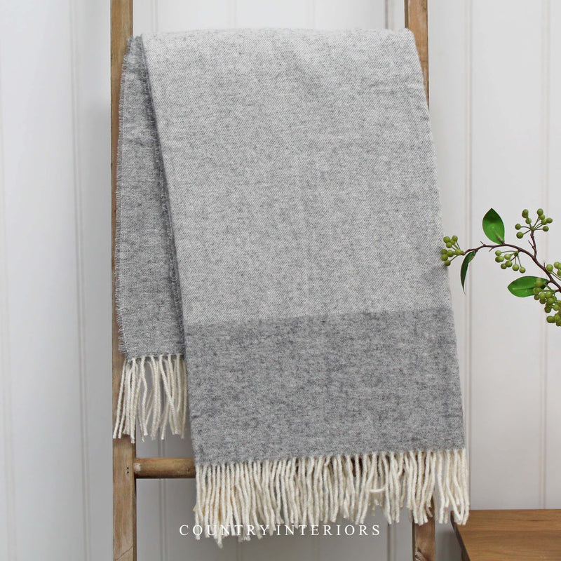 Pure Wool Throw Grey Two Tone - 130x180cm