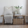 Cream Throw with Stripes and Tassels