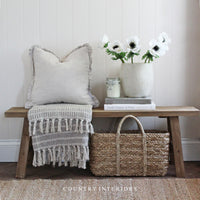 Cream Throw with Stripes and Tassels