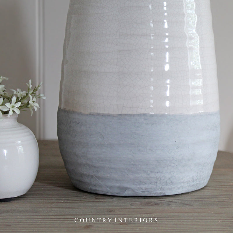 Grey and White Ceramic Vessel - 28cm