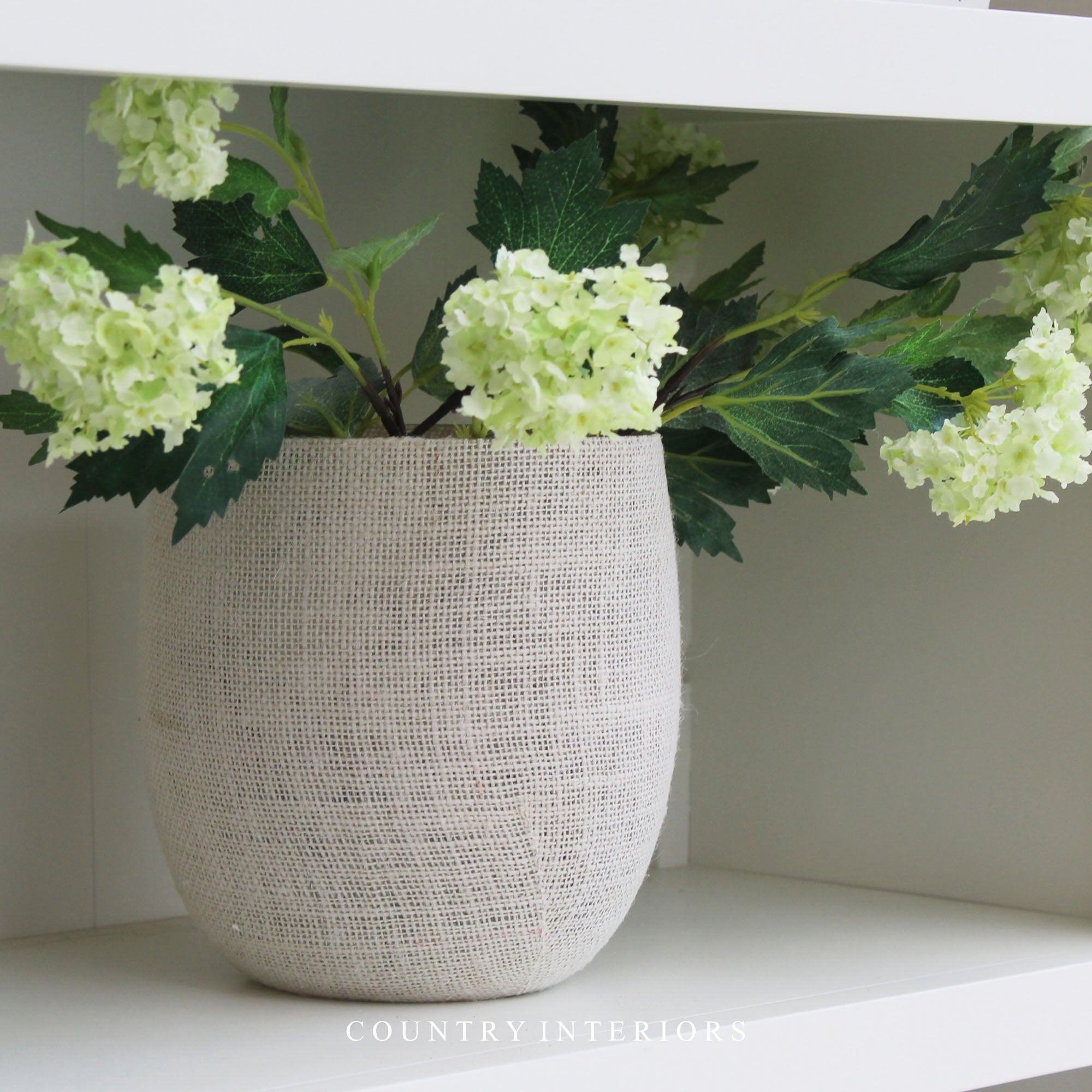 Faux Snowball Viburnum Spray in Lime - 80cm